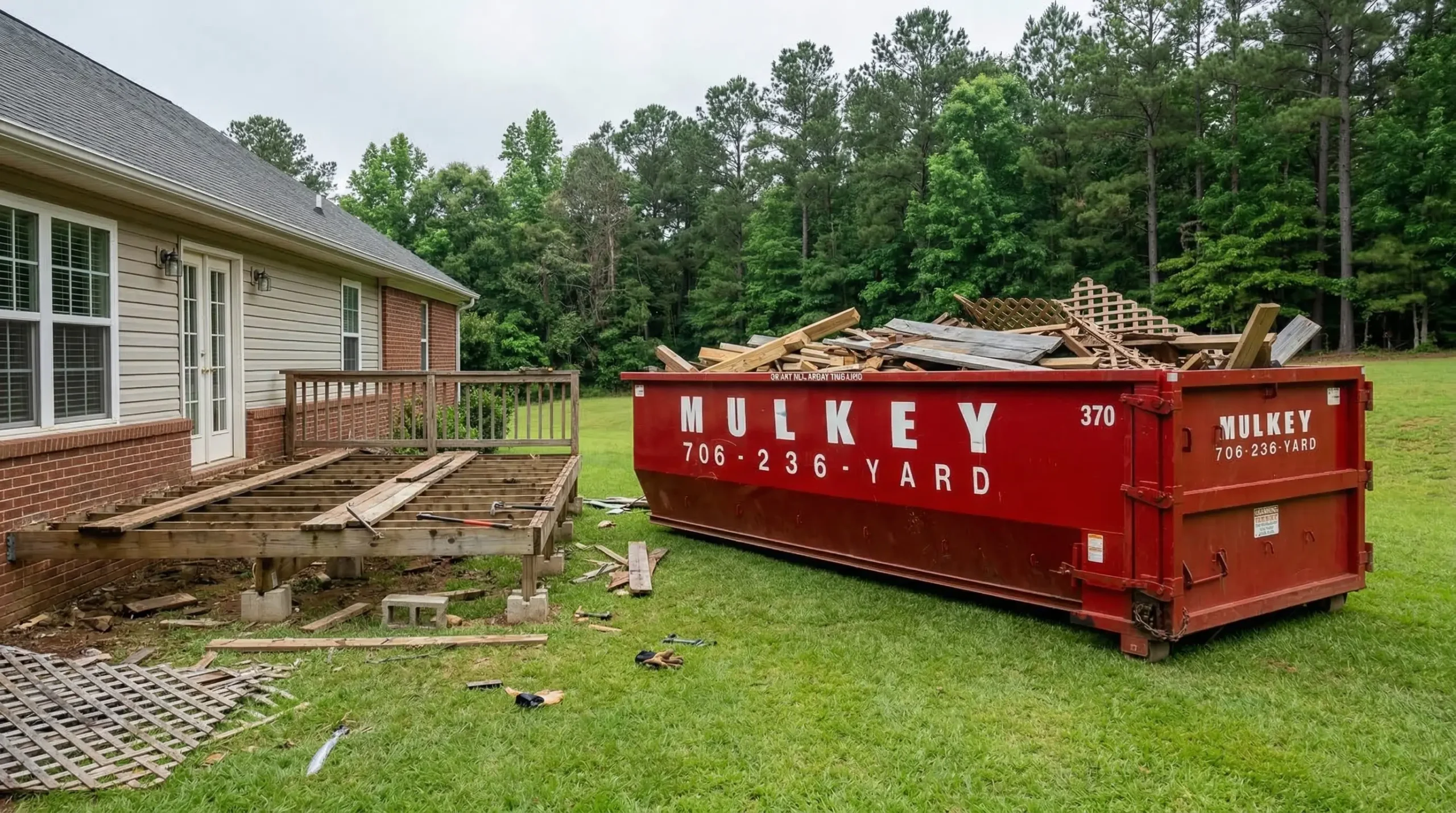 Mulkey 15 yard dumpster residential deck demolition cleanup Georgia